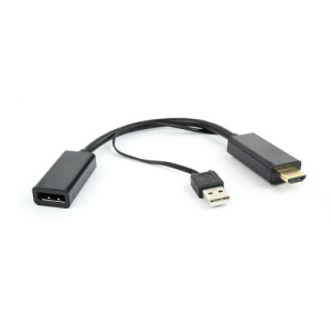 Конвертер HDMI->DisplayPort, Cablexpert DSC-HDMI-DP, HD19M+USBxHD20F, черный фото